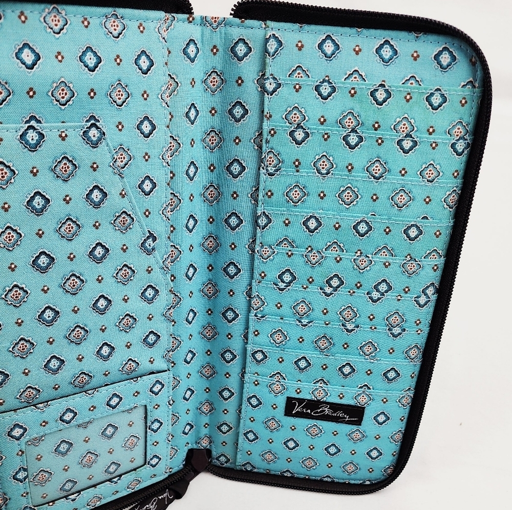 Vera Bradley Women's Brown and Blue Paisley Wallet - Picture 10 of 11